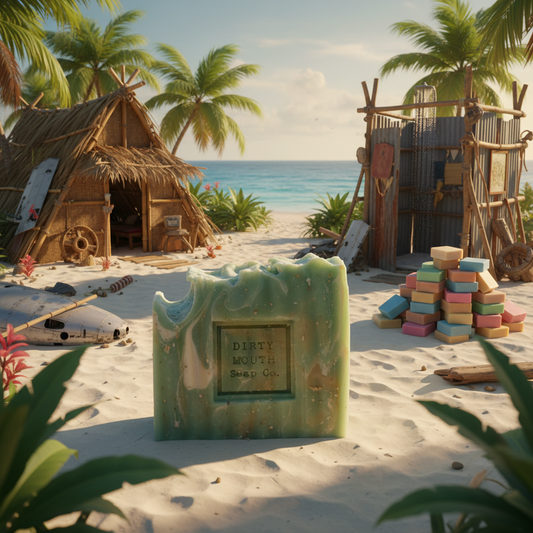 Dirty Mouth Soap stranded on tropical island